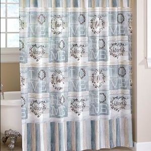 Farmhouse Look Shower Curtain with companion hand towels